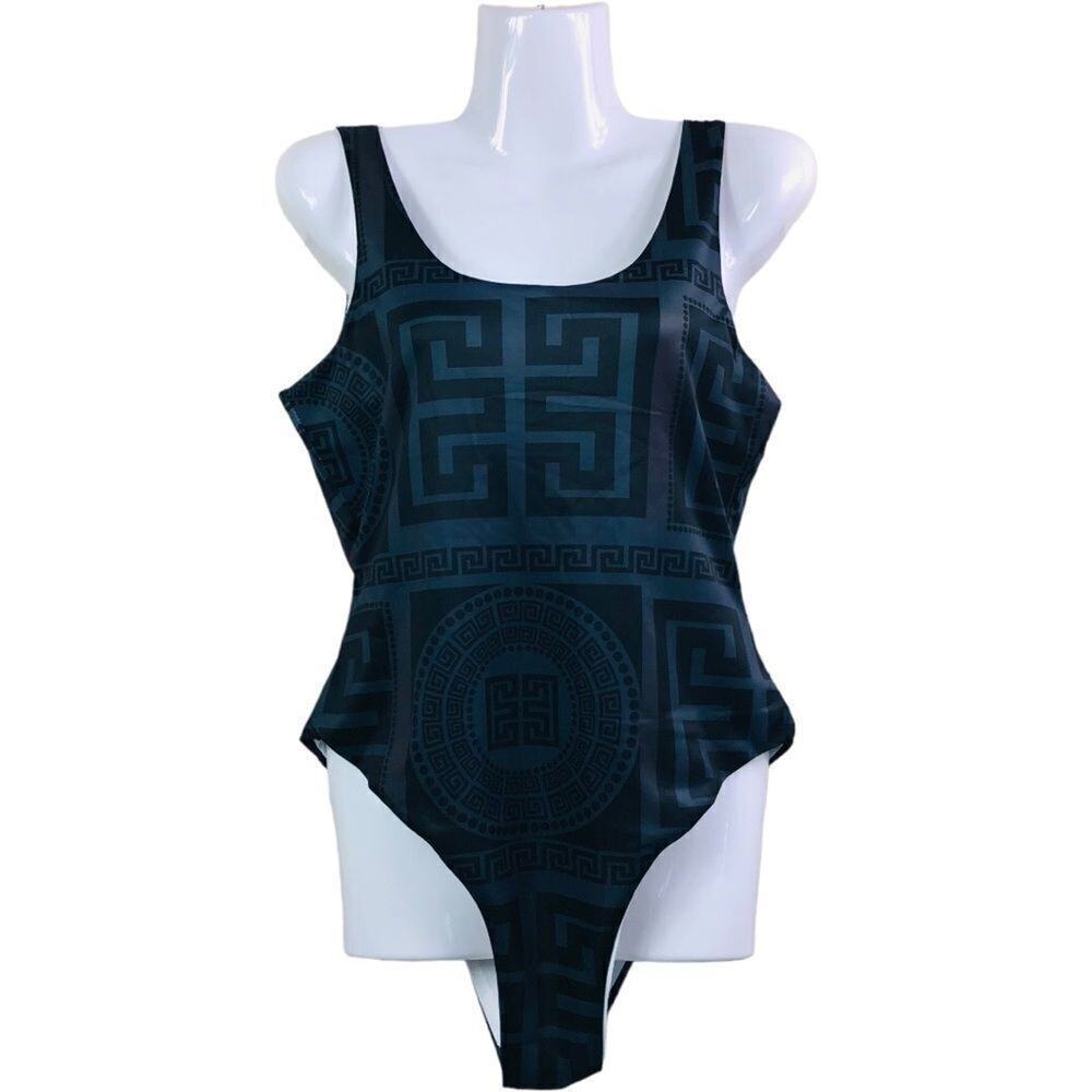 Designer Inspired Black Bodysuit/ Swimsuit